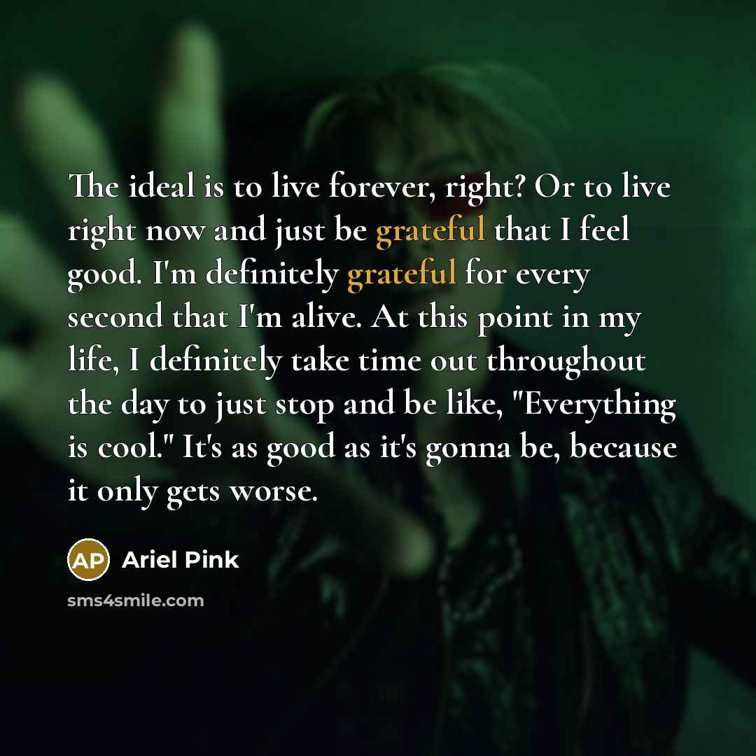 “The ideal is to live forever, right? Or to live…” quote by Ariel Pink