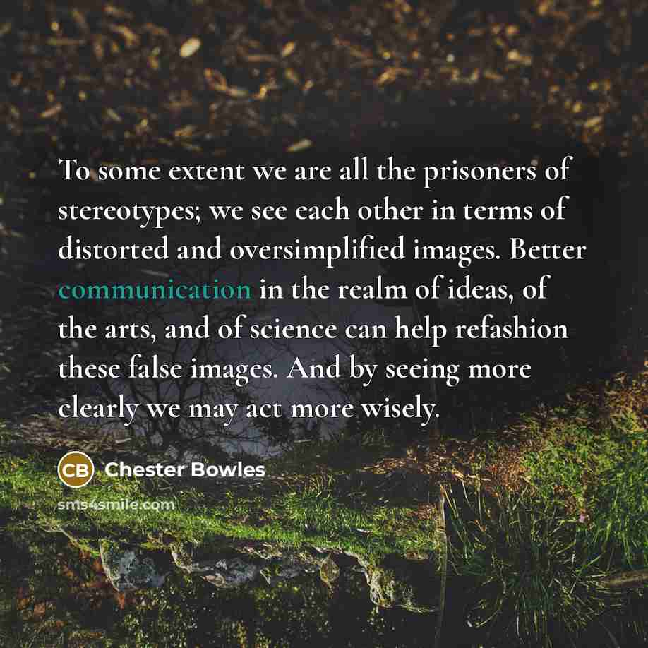 “To some extent we are all the prisoners of stereotypes;…” quote by Chester Bowles