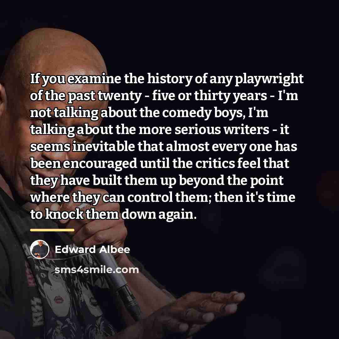 “If you examine the history of any playwright of the…” quote by Edward Albee