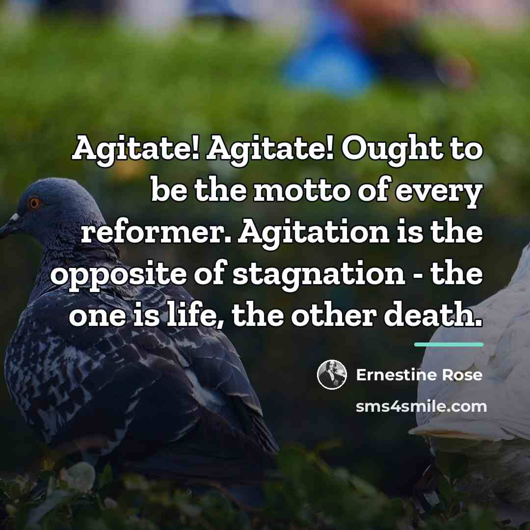 “Agitate! Agitate! Ought to be the motto of every reformer.…” quote by Ernestine Rose