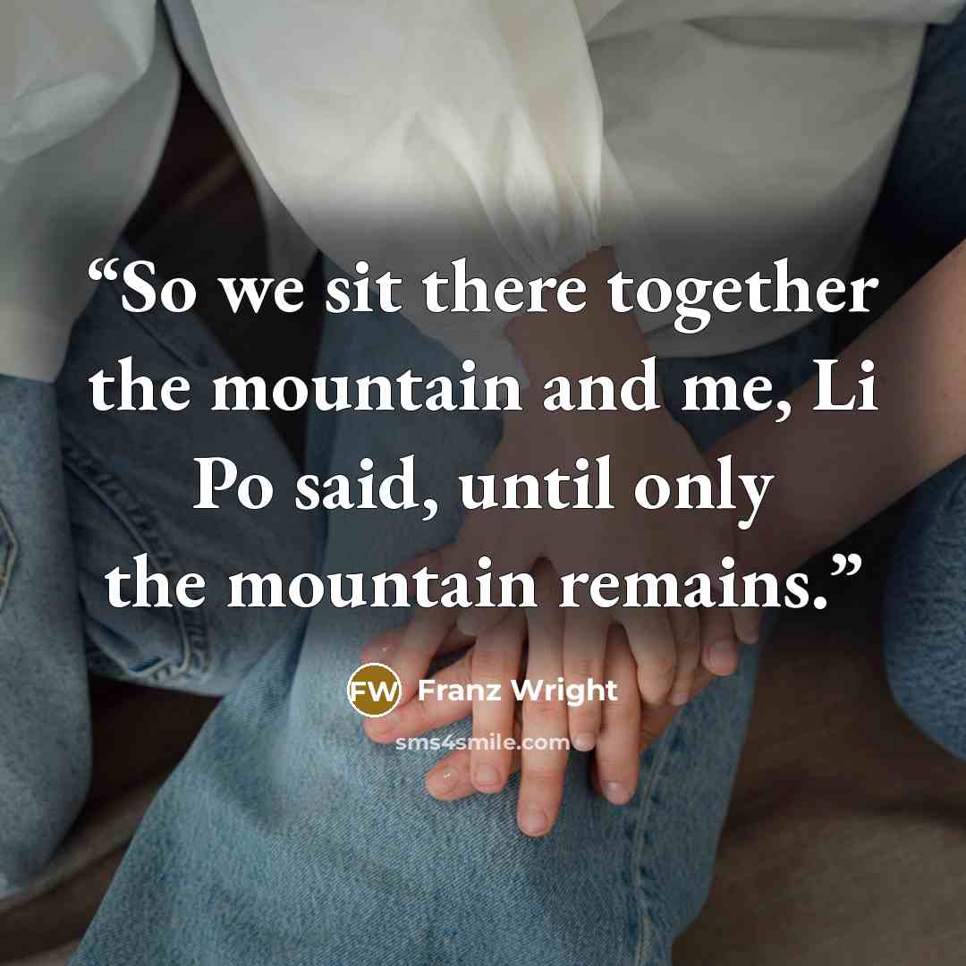 “So we sit there together the mountain and me, Li Po said, until only the mountain remains.” quote by Franz Wright