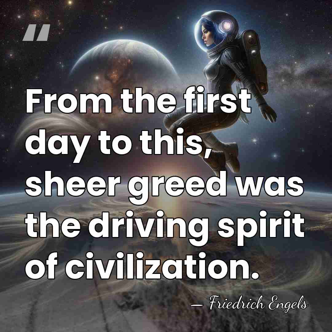 From the first day to this, sheer greed was the driving spirit&hellip; - Friedrich Engels
