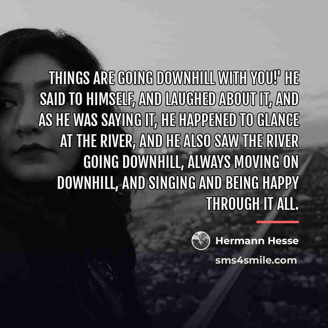 “Things are going downhill with you!' he said to himself,…” quote by Hermann Hesse
