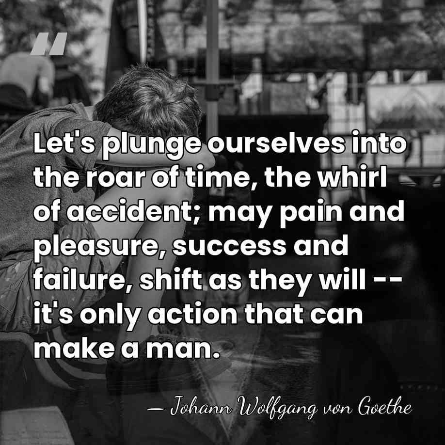 Let's plunge ourselves into the roar of time, the whirl of accident;&hellip; - Johann Wolfgang von Goethe