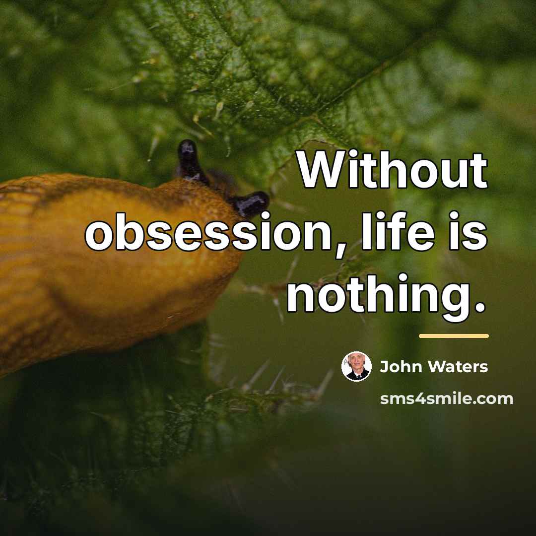 “Without obsession, life is nothing.…” quote by John Waters