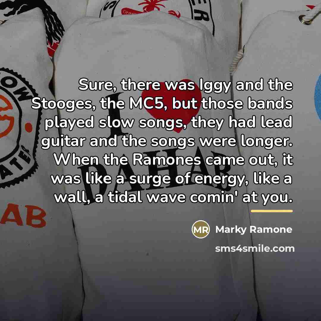 “Sure, there was Iggy and the Stooges, the MC5, but…” quote by Marky Ramone