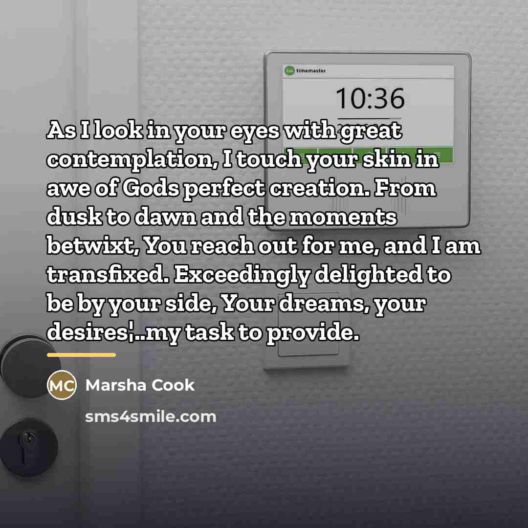“As I look in your eyes with great contemplation, I…” quote by Marsha Cook