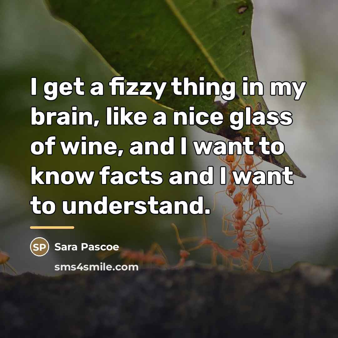 “I get a fizzy thing in my brain, like a…” quote by Sara Pascoe