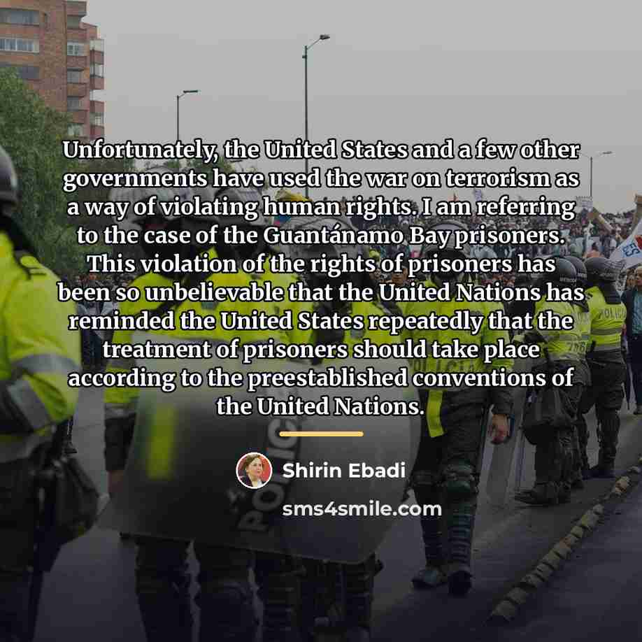 “Unfortunately, the United States and a few other governments have…” quote by Shirin Ebadi