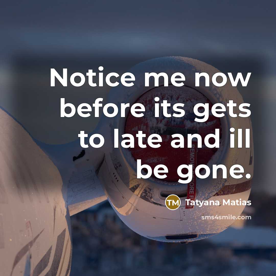 “Notice me now before its gets to late and ill be gone.” quote by TATYANA MATIAS