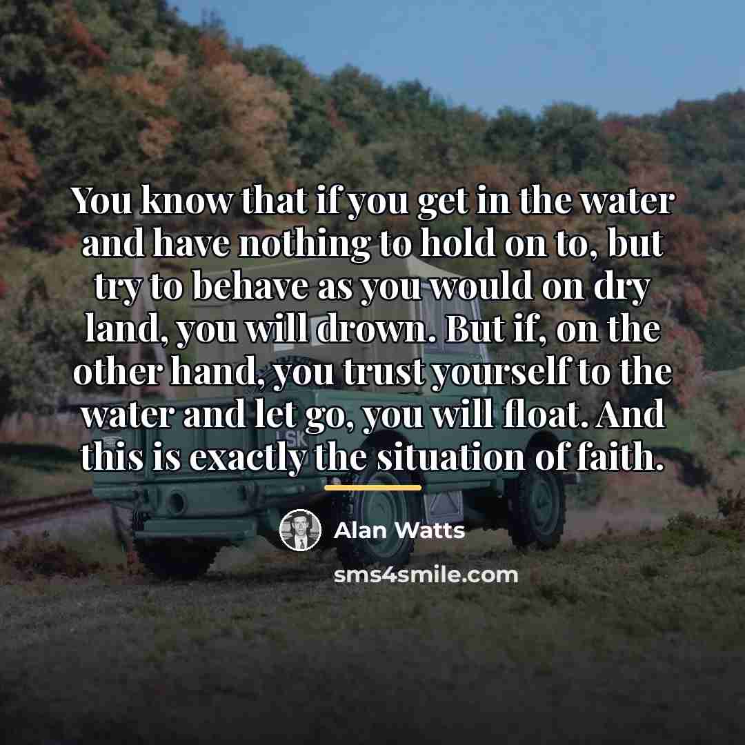 “You know that if you get in the water and…” quote by Alan Watts