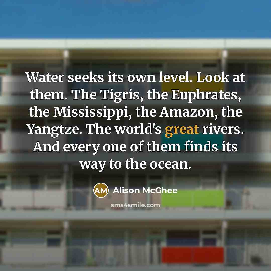 “Water seeks its own level. Look at them. The Tigris,…” quote by Alison McGhee