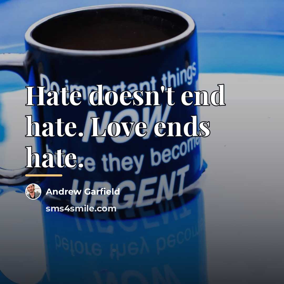 “Hate doesn't end hate. Love ends hate.…” quote by Andrew Garfield