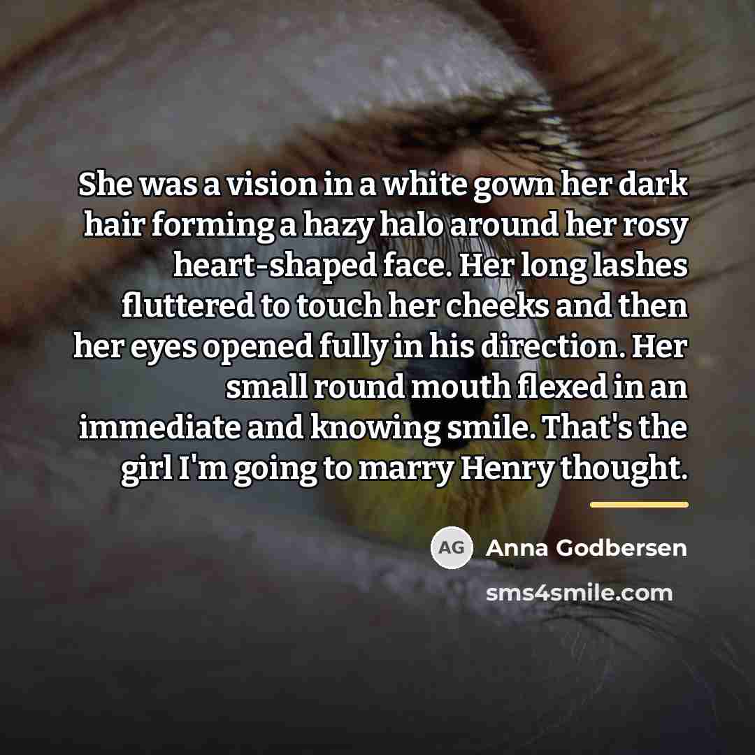 “She was a vision in a white gown her dark…” quote by Anna Godbersen