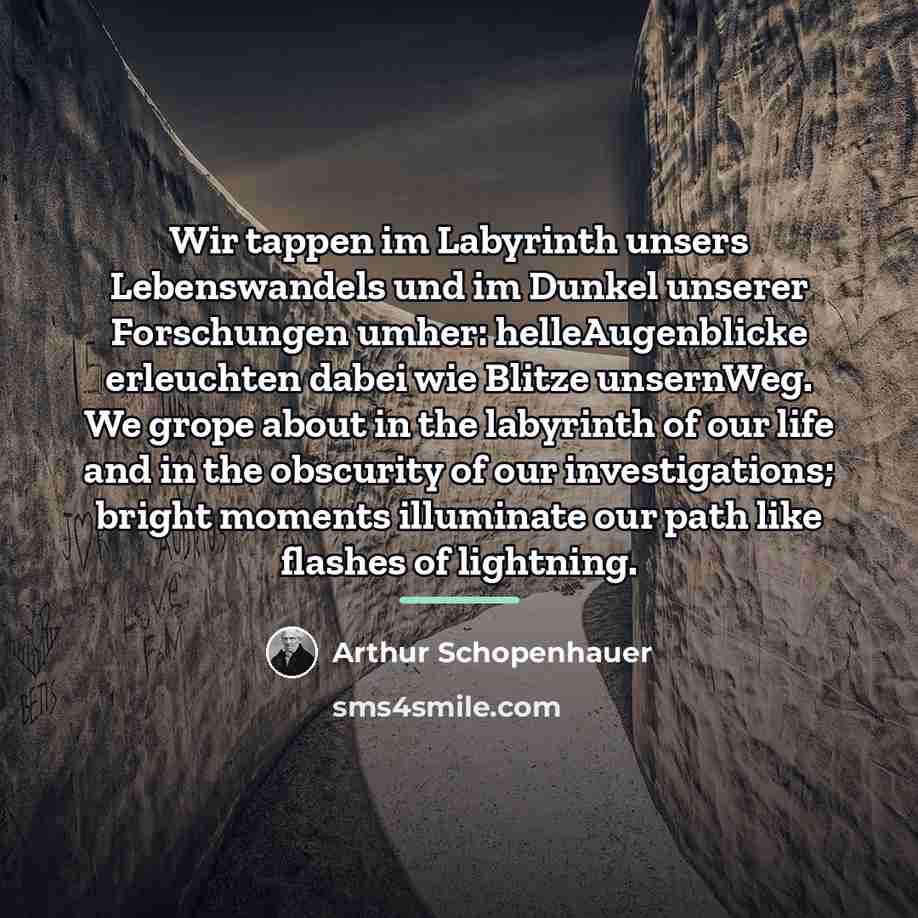 “Wir tappen im Labyrinth unsers Lebenswandels und im Dunkel unserer…” quote by Arthur Schopenhauer