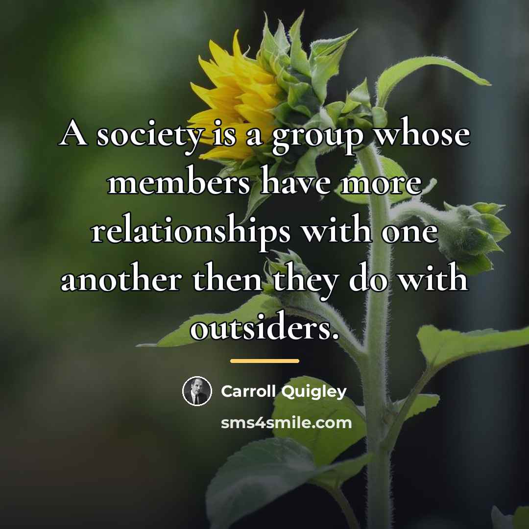 “A society is a group whose members have more relationships…” quote by Carroll Quigley