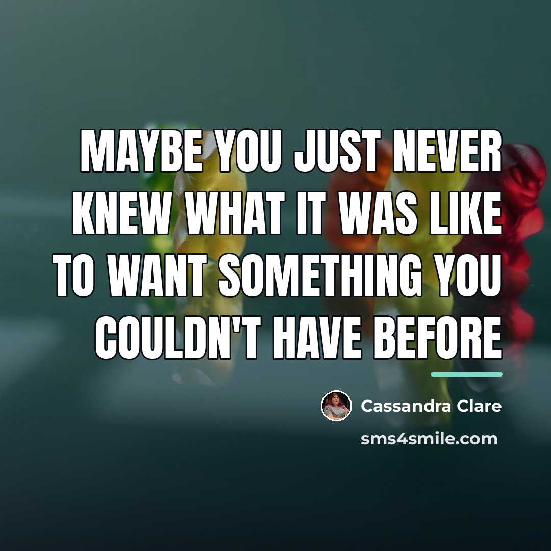 “Maybe you just never knew what it was like to…” quote by Cassandra Clare