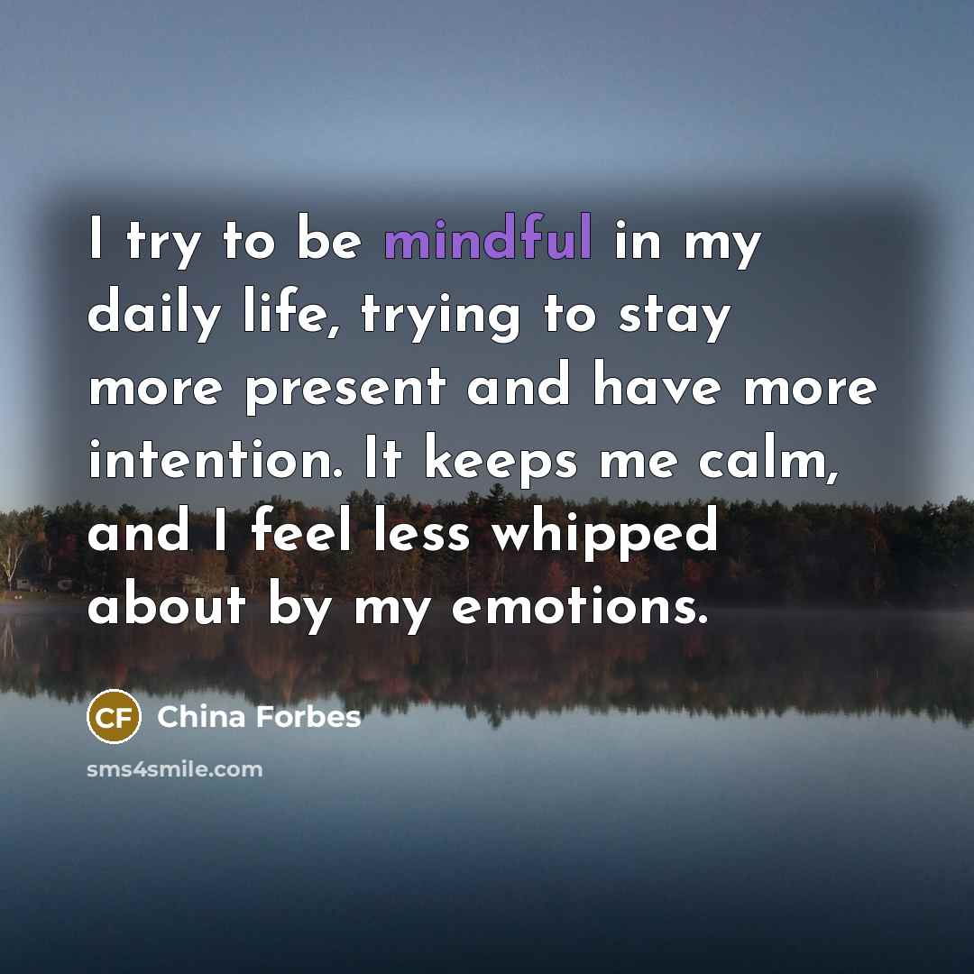 “I try to be mindful in my daily life, trying…” quote by China Forbes