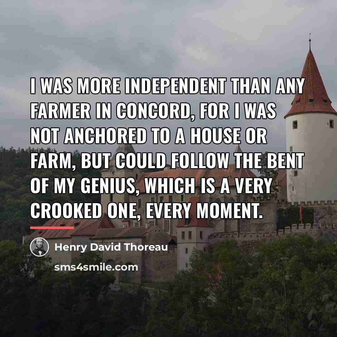 “I was more independent than any farmer in Concord, for…” quote by Henry David Thoreau