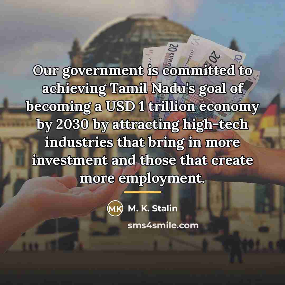 “Our government is committed to achieving Tamil Nadu's goal of…” quote by M. K. Stalin