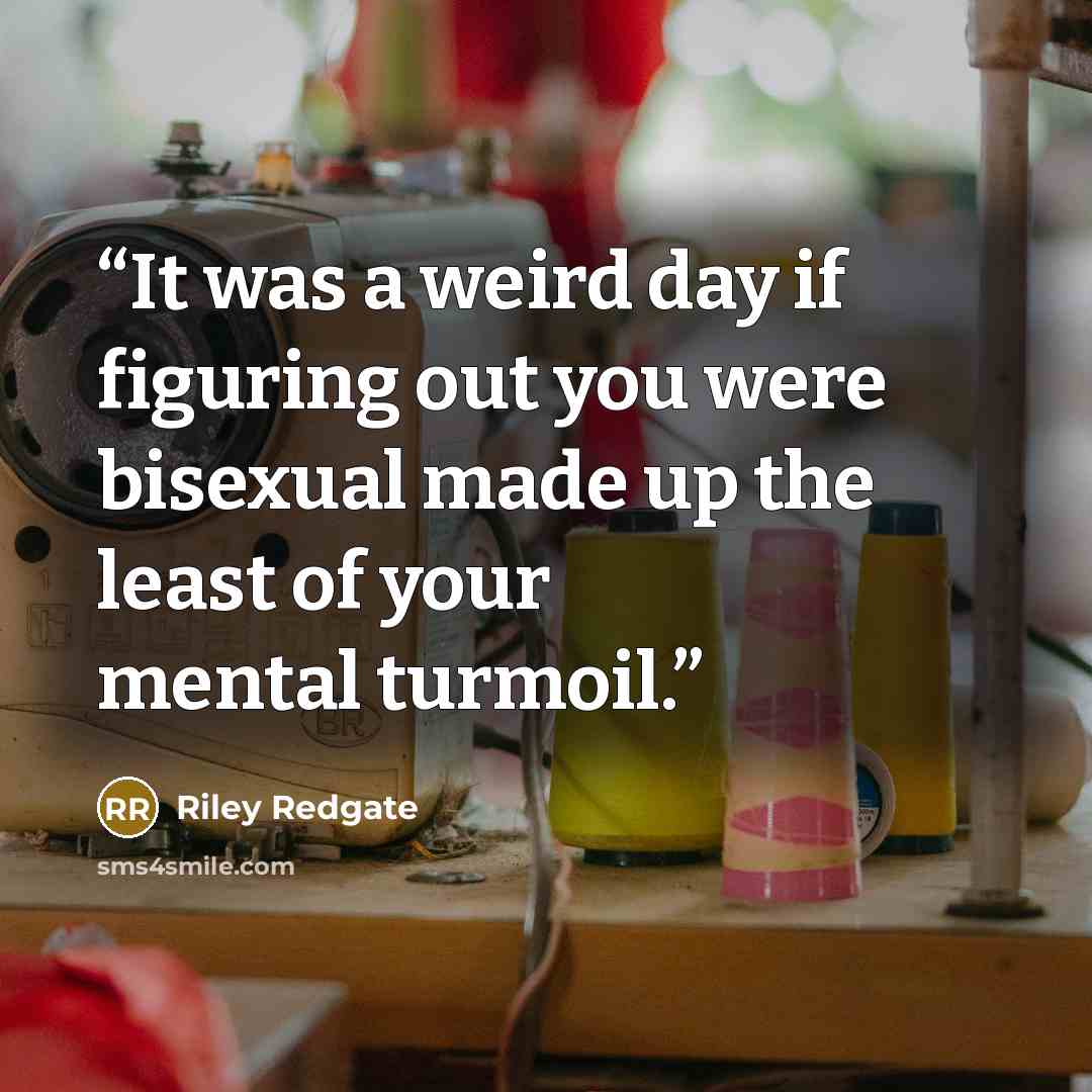 “It was a weird day if figuring out you were bisexual made up the least of your mental turmoil.” quote by Riley Redgate