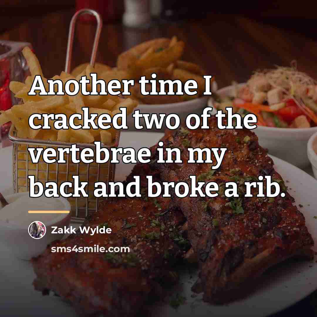“Another time I cracked two of the vertebrae in my…” quote by Zakk Wylde