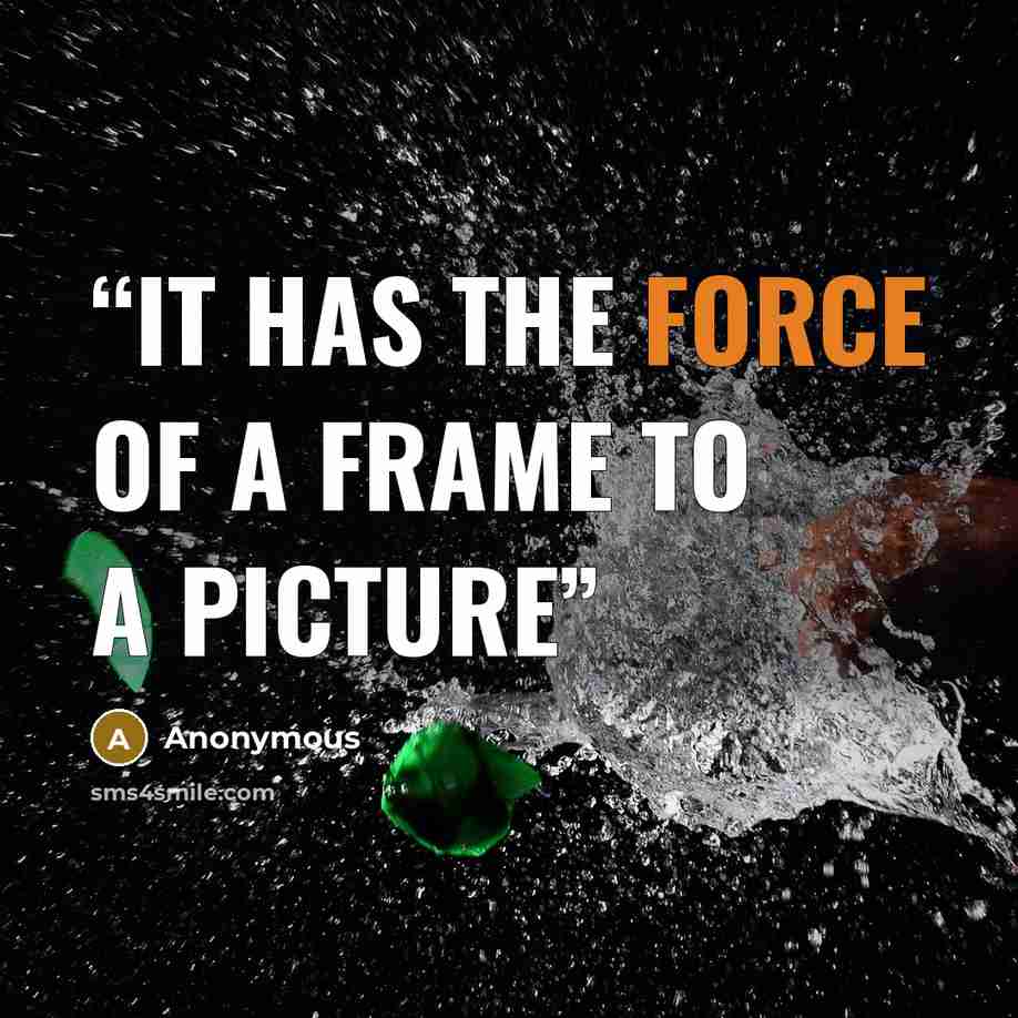 “it has the force of a frame to a picture” quote by Anonymous