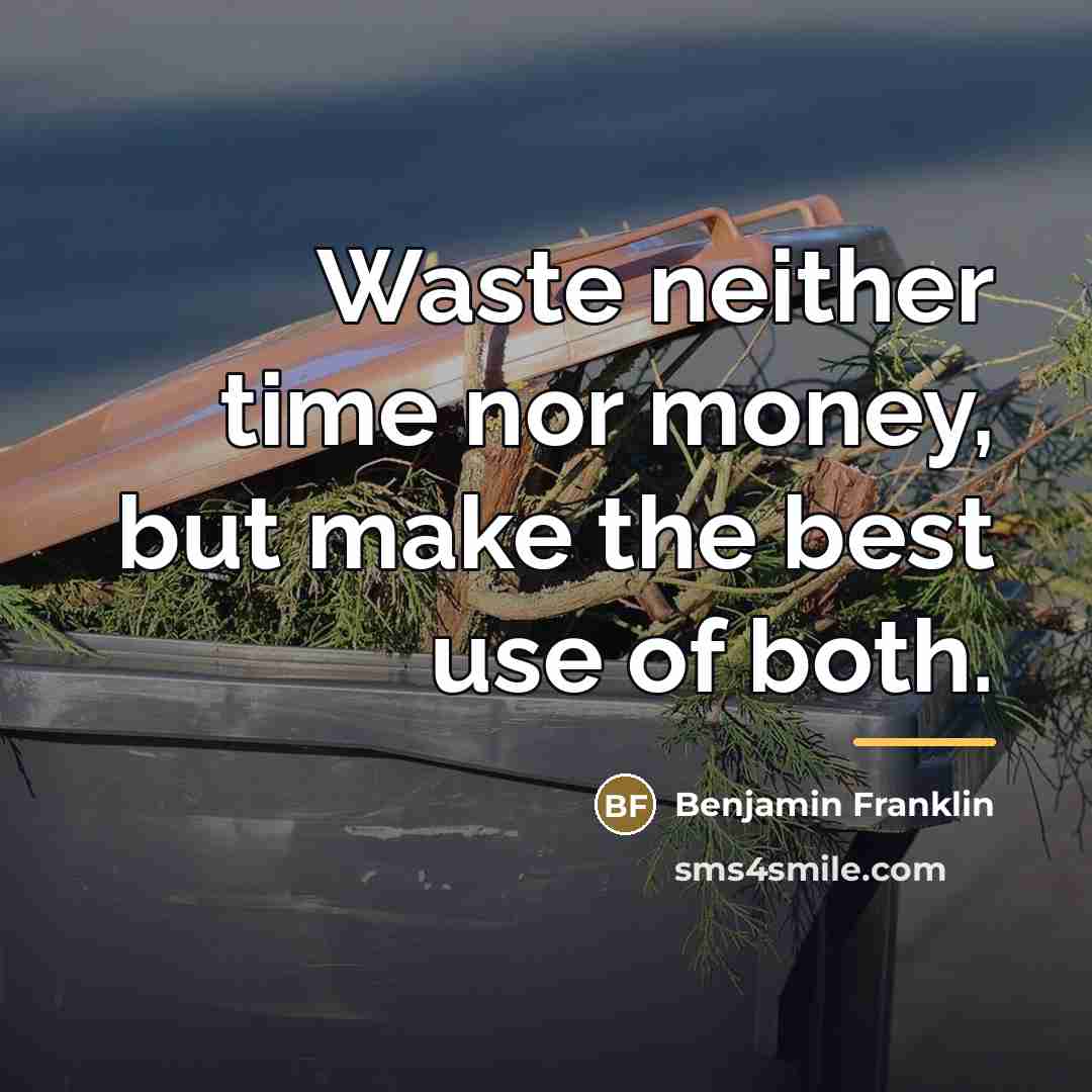 “Waste neither time nor money, but make the best use…” quote by Benjamin Franklin