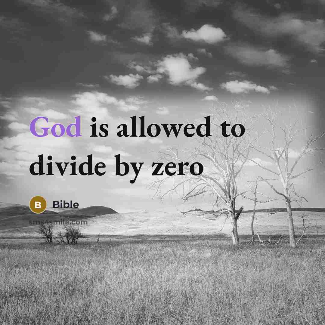 “God is allowed to divide by zero” quote by Bible