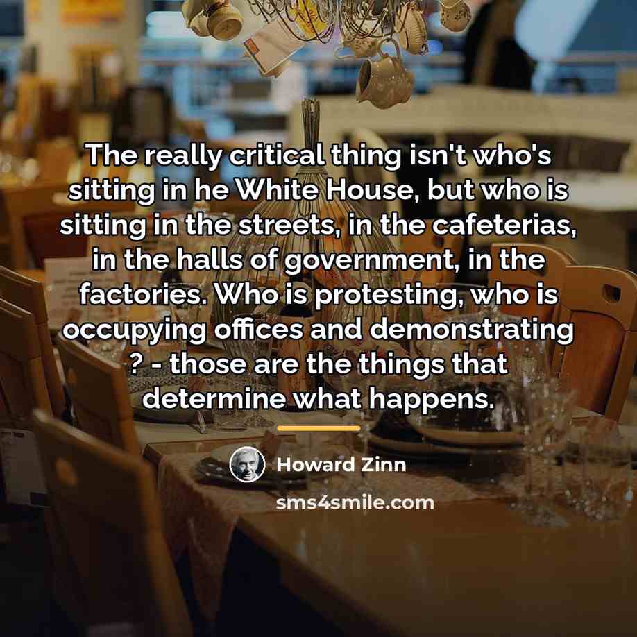 “The really critical thing isn't who's sitting in he White…” quote by Howard Zinn