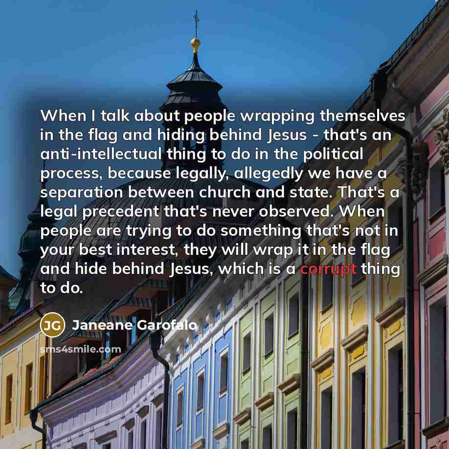 “When I talk about people wrapping themselves in the flag…” quote by Janeane Garofalo