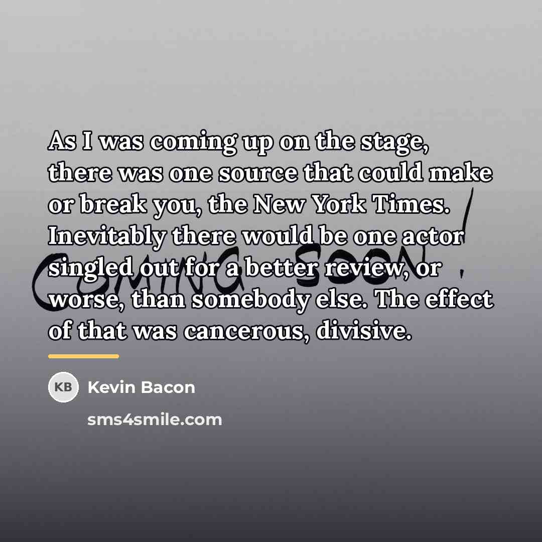 “As I was coming up on the stage, there was…” quote by Kevin Bacon