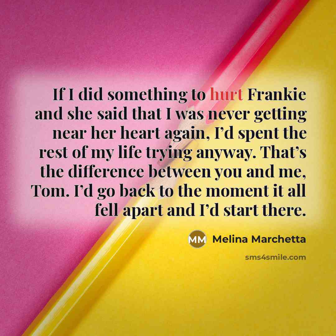 “If I did something to hurt Frankie and she said…” quote by Melina Marchetta