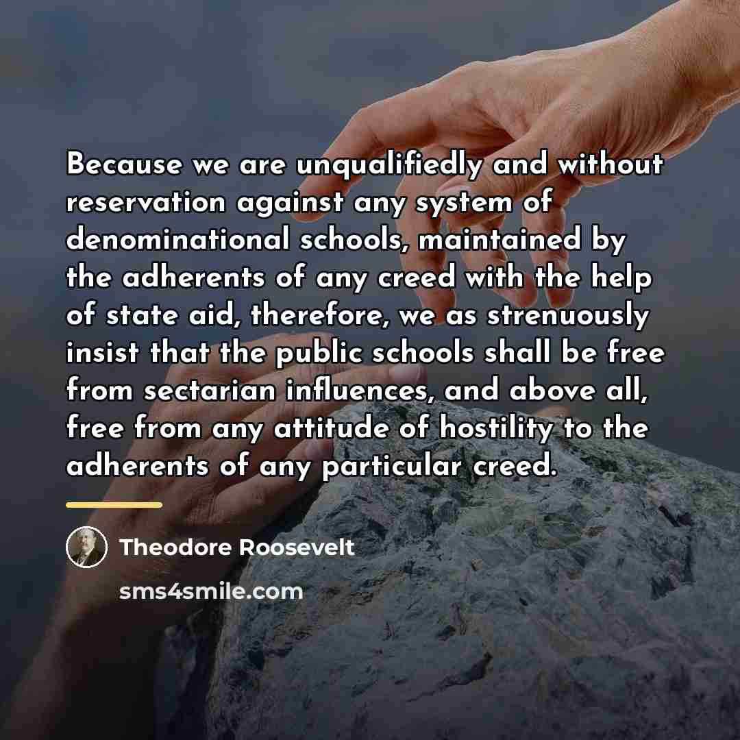 “Because we are unqualifiedly and without reservation against any system…” quote by Theodore Roosevelt