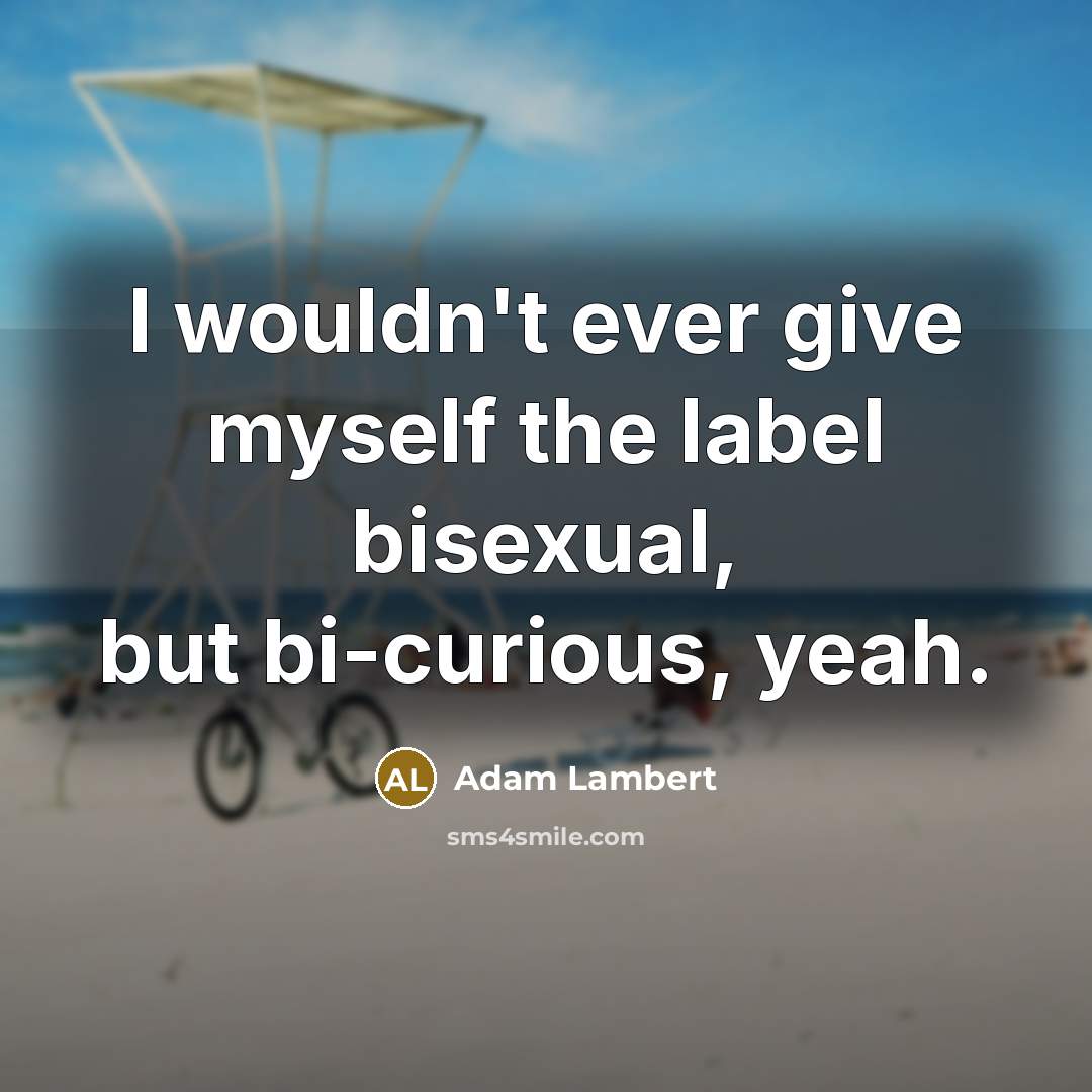 “I wouldn't ever give myself the label bisexual, but bi-curious,…” quote by Adam Lambert