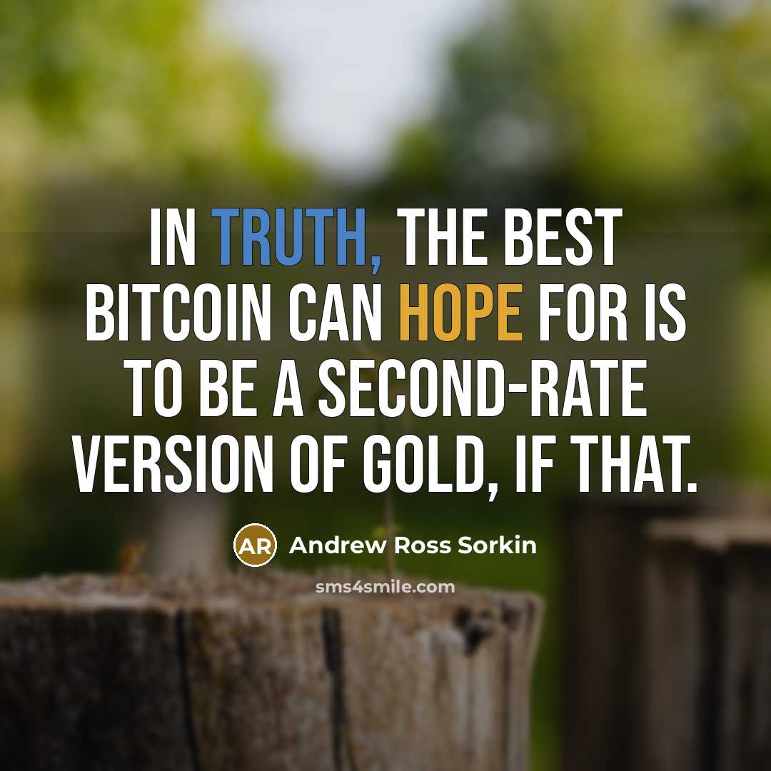 “In truth, the best Bitcoin can hope for is to…” quote by Andrew Ross Sorkin