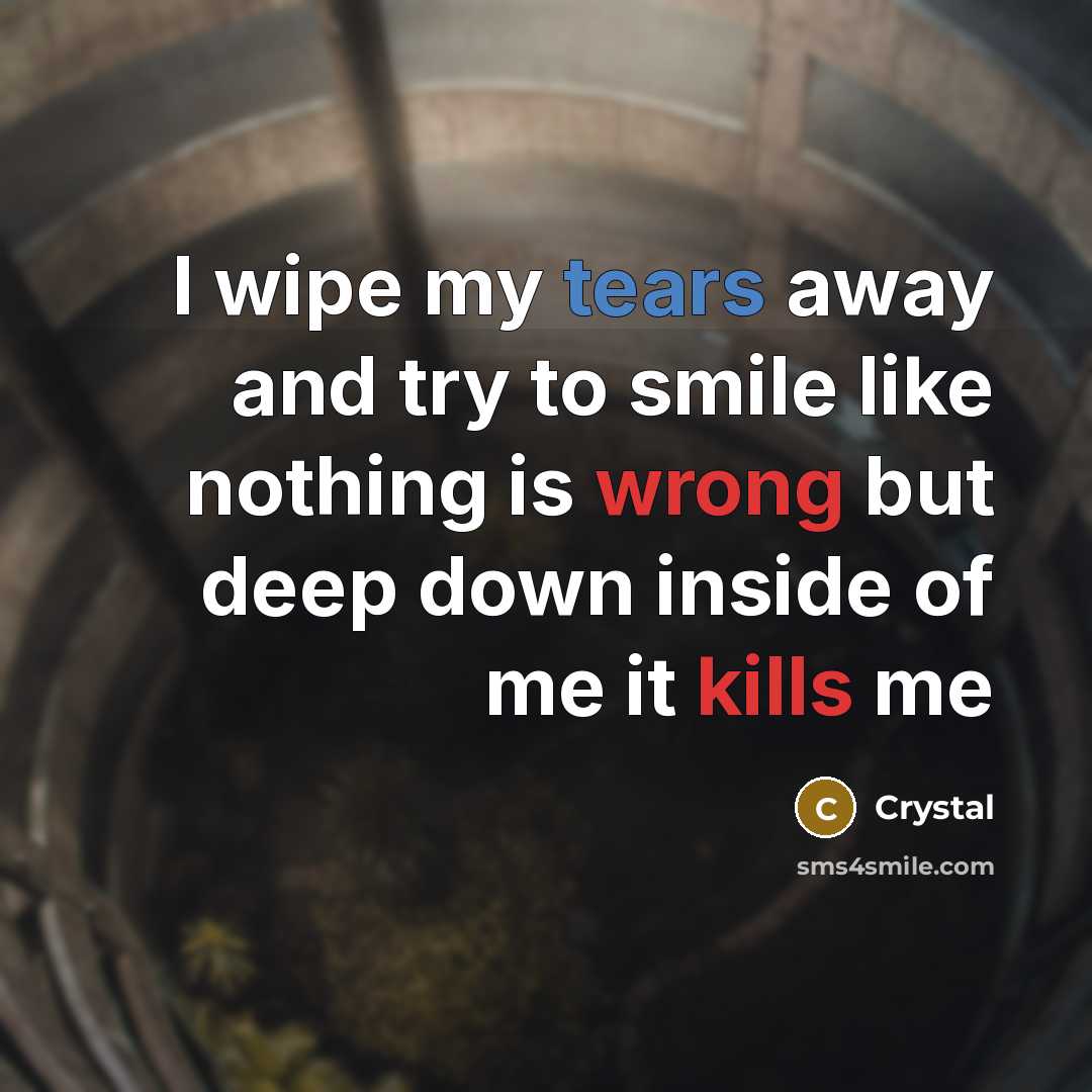 “I wipe my tears away and try to smile like…” quote by Crystal
