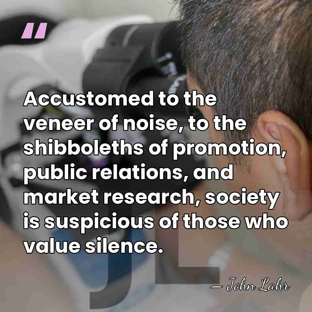 Accustomed to the veneer of noise, to the shibboleths of promotion, public&hellip; - John Lahr