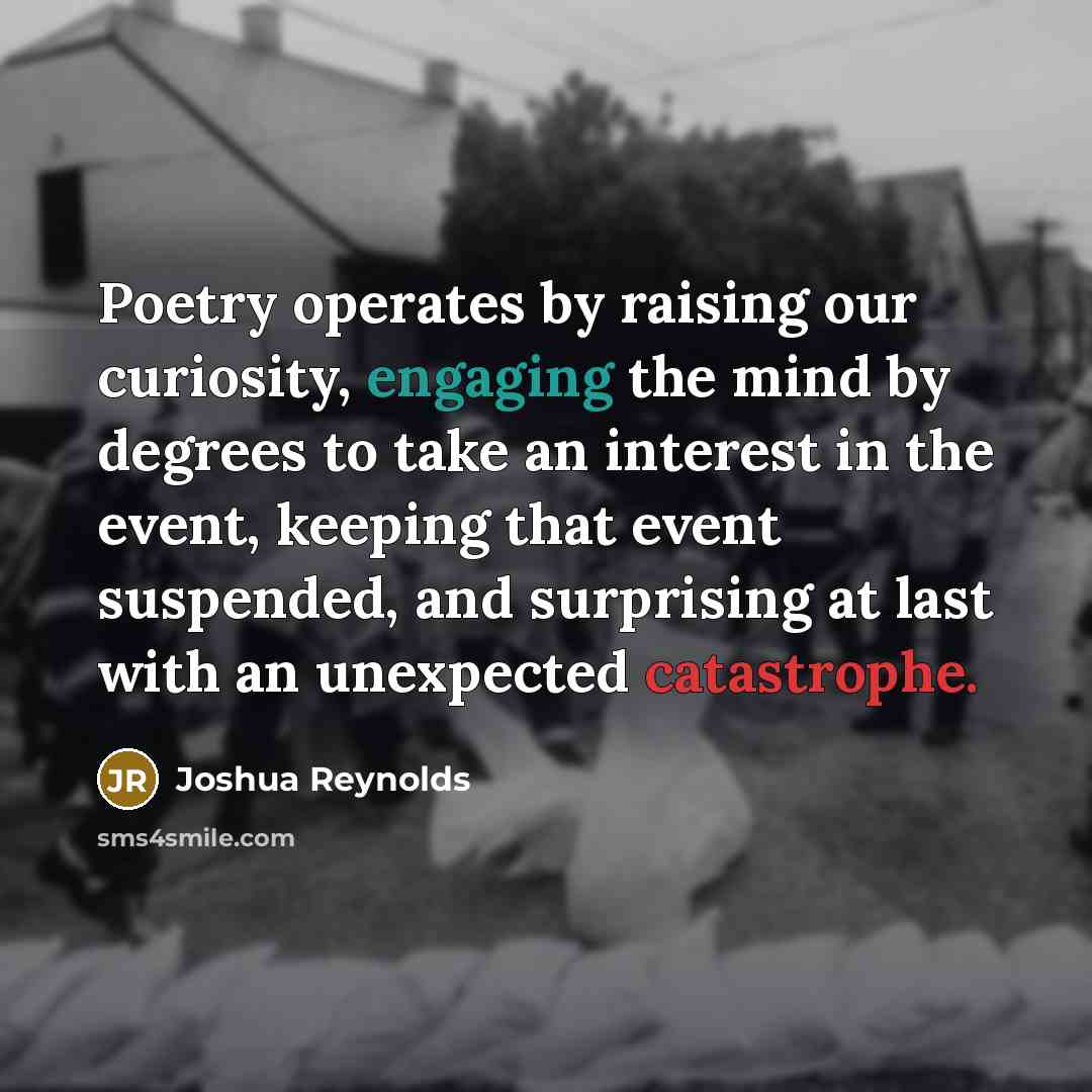 “Poetry operates by raising our curiosity, engaging the mind by…” quote by Joshua Reynolds
