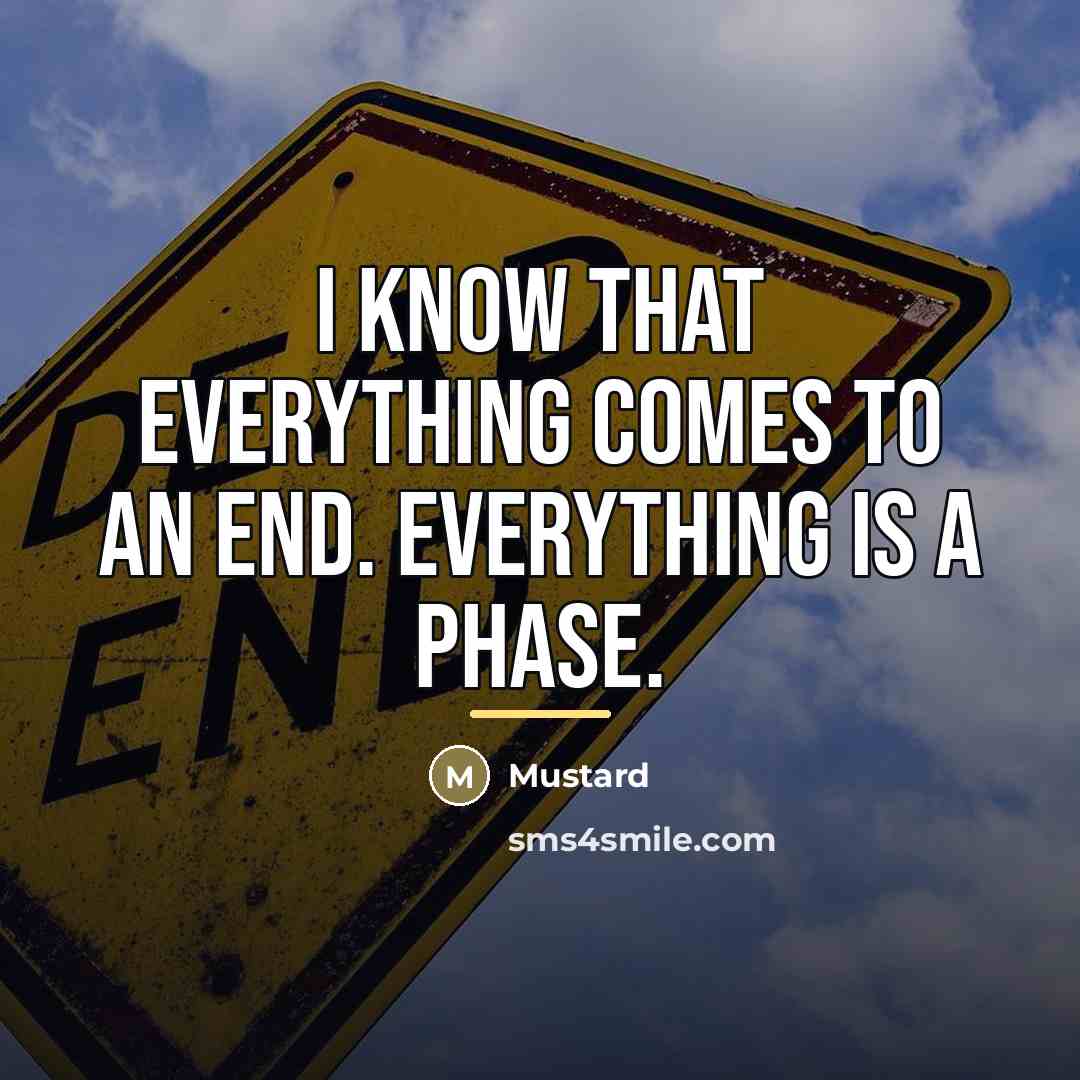 “I know that everything comes to an end. Everything is…” quote by Mustard