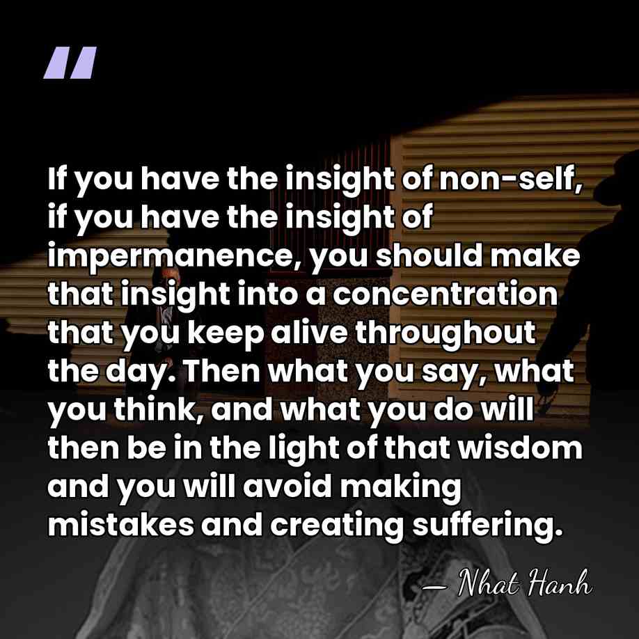 If you have the insight of non-self, if you have the insight&hellip; - Nhat Hanh