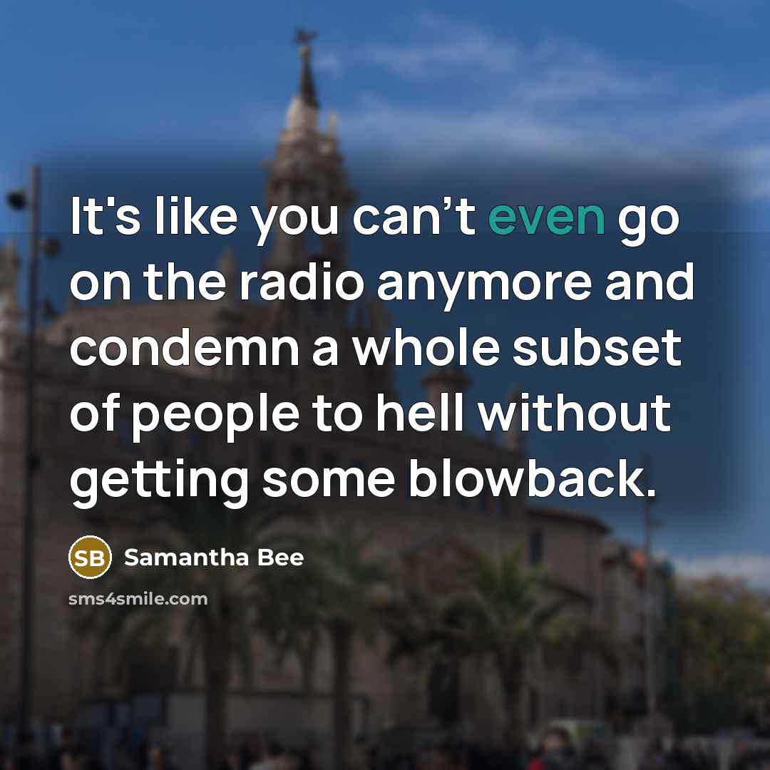 “It's like you can't even go on the radio anymore…” quote by Samantha Bee