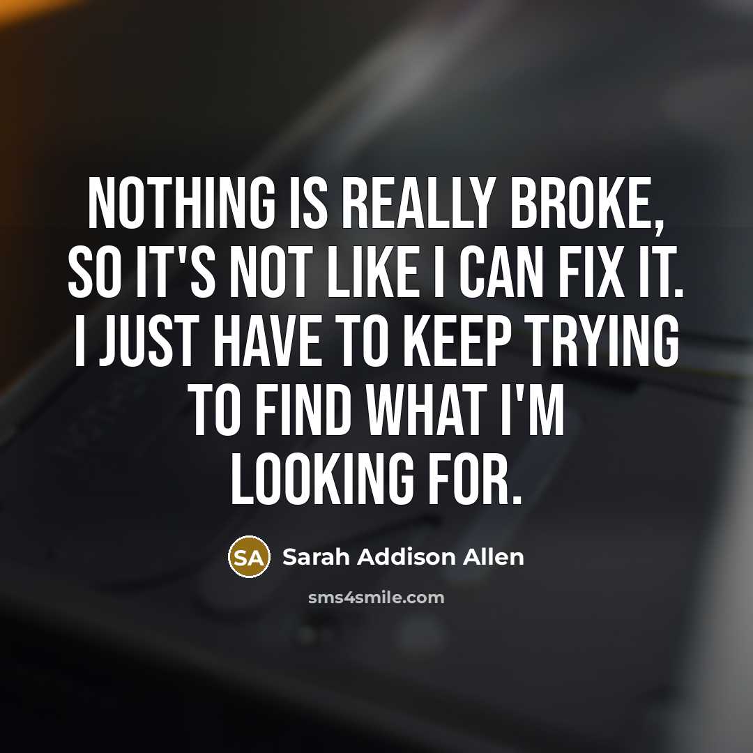 “Nothing is really broke, so it's not like I can…” quote by Sarah Addison Allen