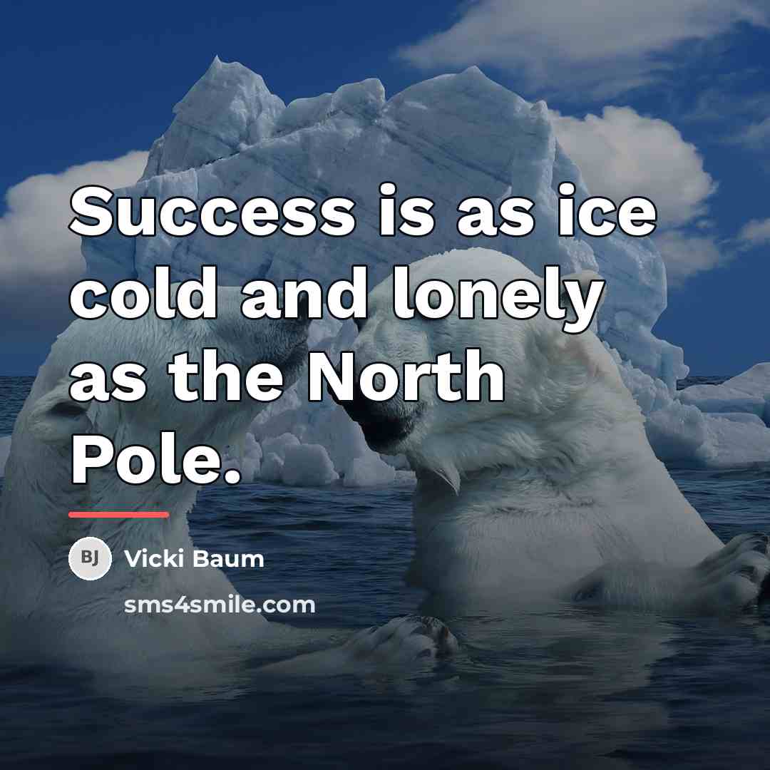 “Success is as ice cold and lonely as the North…” quote by Vicki Baum