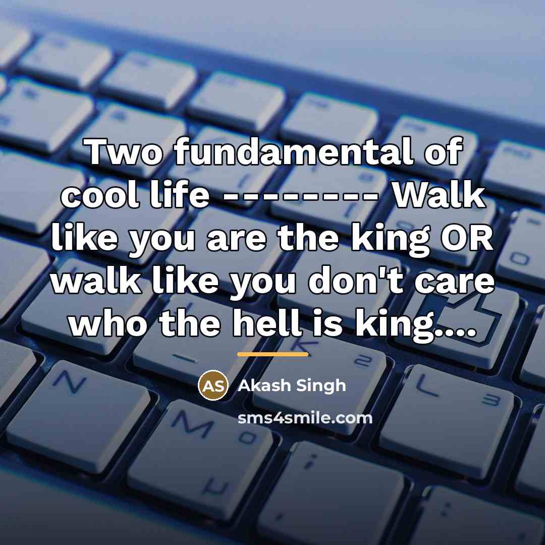 “Two fundamental of cool life -------- Walk like you are…” quote by Akash Singh