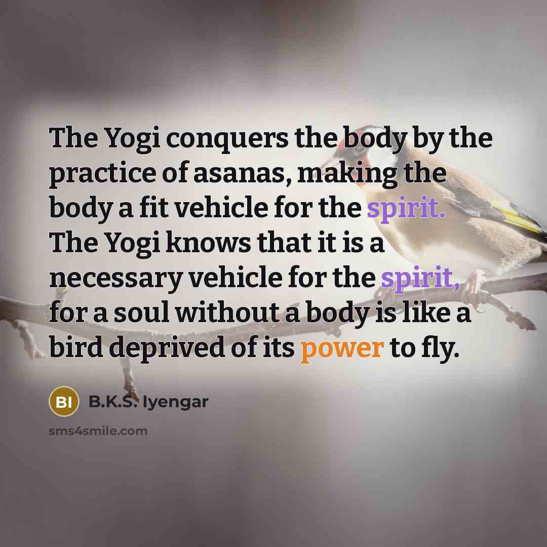 “The Yogi conquers the body by the practice of asanas,…” quote by B.K.S. Iyengar