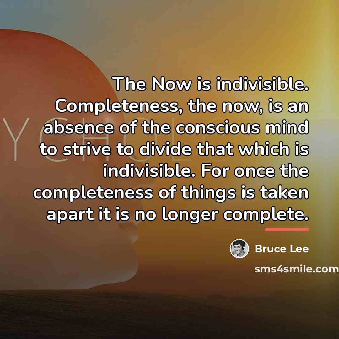 “The Now is indivisible. Completeness, the now, is an absence…” quote by Bruce Lee