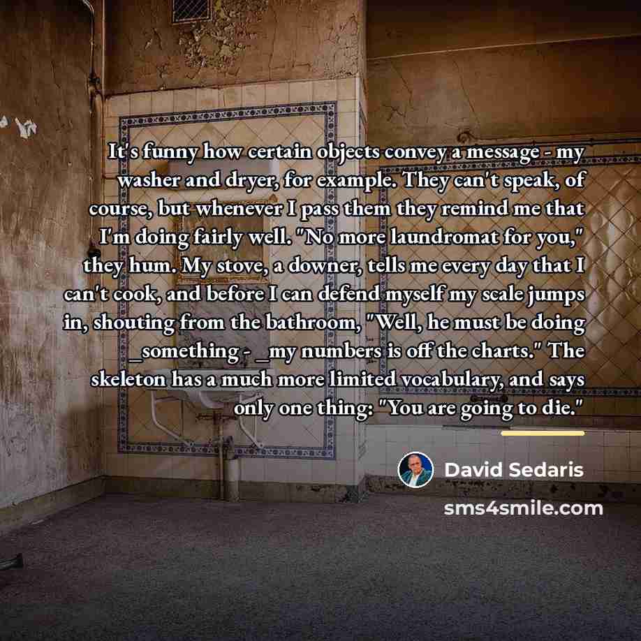 “It's funny how certain objects convey a message - my…” quote by David Sedaris