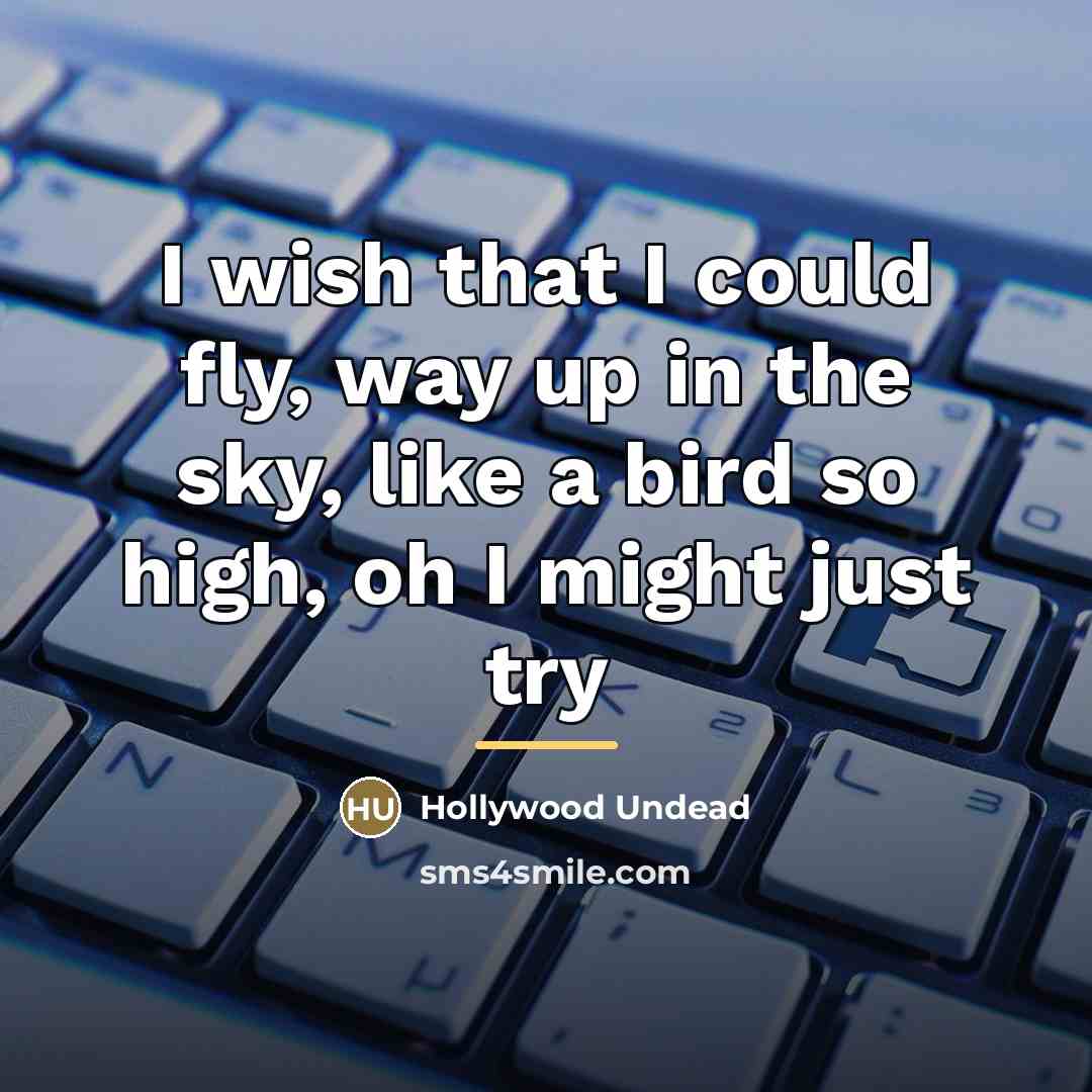 “I wish that I could fly, way up in the…” quote by Hollywood Undead