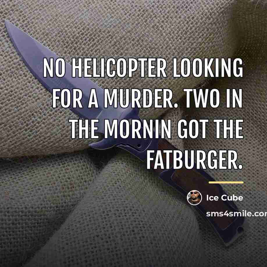 “No helicopter looking for a murder. Two in the mornin…” quote by Ice Cube